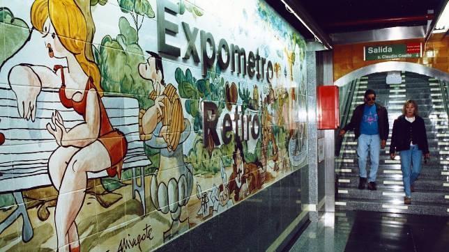 Dibujo de Mingote en la estación de Metro de Retiro